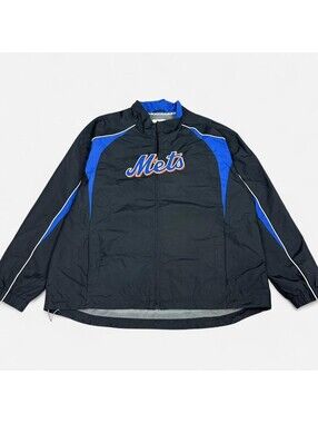 Vintage New York Mets MLB Majestics Zipup black windbreaker Men 2Xl Black